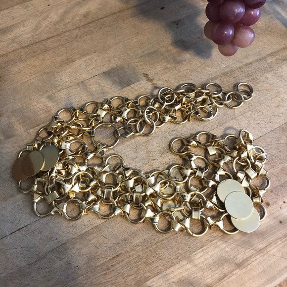 Vintage Accessories Designer Looking Bright Gold Chain Link Belt